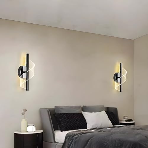 Image of One94Store Cross Border Minimalist Modern LED Wall Lamp (Black) | Nordic Style Creative Bedside Light | Ultra Bright,3 Color Modes for Bedroom, Living Room & Aisle Background Wall Fixture