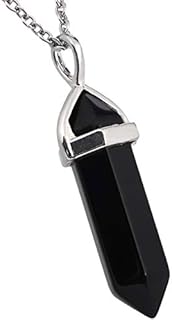 Nupuyai Protection Crystal Point Pendant Necklace for Women Men, Hexagonal Energy Healing Stone Pendant with Chain