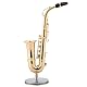 Miniatur Altsaxophon Replik mit Ständer und Gehäuse Vergoldetes Instrument Modell Ornamente Erstklassiges Mini-Musikinstrument Modell Golden Plated Musical Ornaments