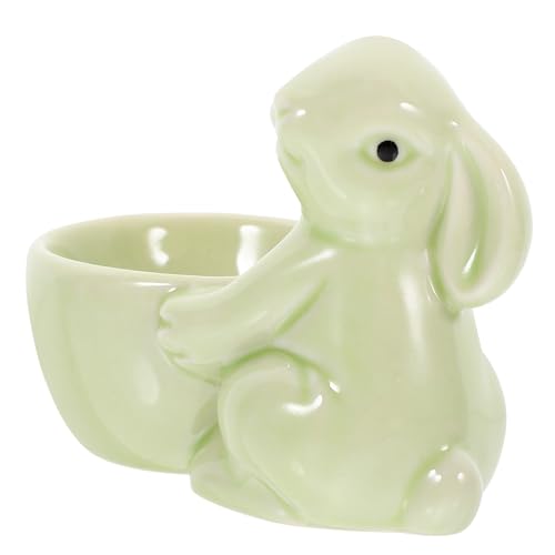 Toyvian Portahuevos de Porcelana Conejo Decorativo Europeo Expositor de Huevos Verde Multifuncional Adecuado para Hogar Regalo de Pascua Organizador de Escritorio
