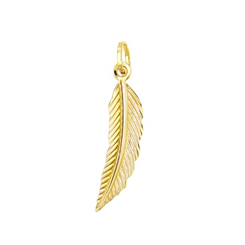 Pendentif plume or jaune 9 carats idée cadeau pour femme et fille