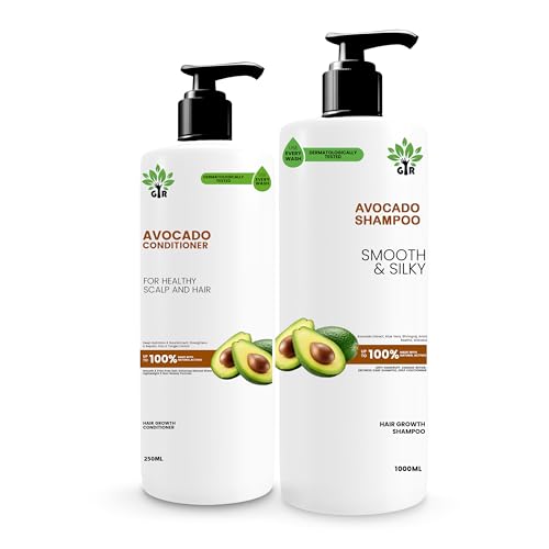 Image of GIR Avocado Shampoo - 1L & Conditioner - 250ML Combo - Gentle Cleansing and Conditioning Formula for Smooth, Healthy Hair