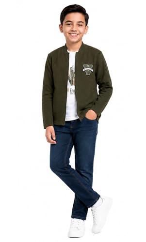 Image of Boys Full Sleeves Solid Jacket and T-Shirt