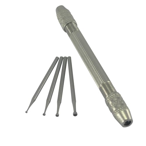 Luo ke 4 Pcs Round Cup Burr, 3/32'' Shank Wire Rounder Bits with Hand Drill Wire Twisting Tools(Burr Size: 1mm/1.4mm/1.8mm/2.3mm)