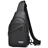 Hjkiopc Bolsa de Pecho Mochila con Honda para Hombre Casual Sling Bag de Hombro Impermeable Crossbody Mochila Sling Bandolera con Puerto de Carga USB (Negro-3)