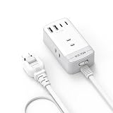 Mscien 延長コード 5m スイッチ付き 電源タップ 3個AC差込口 2個USB-C 2個USB-A コンセント 分岐 テーブルタップ 雷ガード付き 旅行 出張 壁掛け スイングプラグ