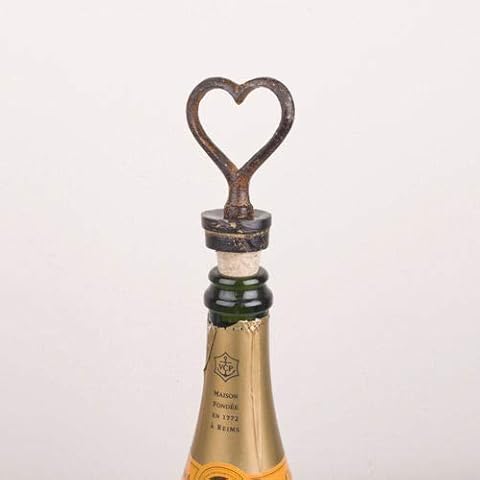 Marco Paul Modern Love Heart Shaped Bottle Stopper with Vintage Style Cast Iron Champagne Gift Set Wine Bottle Stoppers Topper Rustic Shabby Chic Cork Wedding Gifts for Home Decor Cover