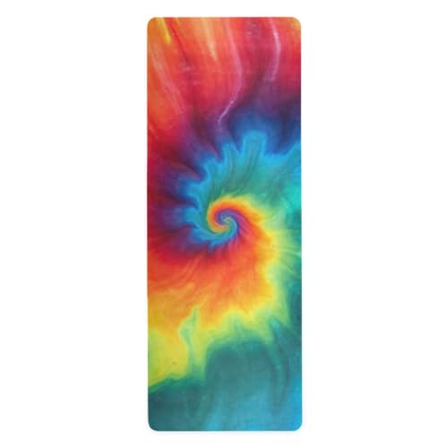 WELLDAY Yoga Mat Tie Dye Non Slip Fitness Exercise Mat Extra Thick Yoga Mats for home workout, Pilates, Yoga and Floor Workouts 71 x 26 Inches