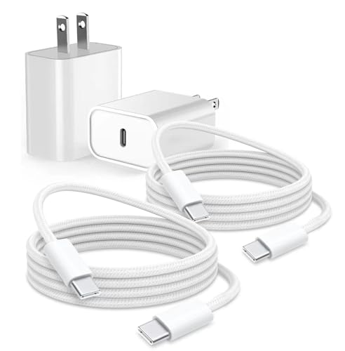 2 Pack 20W Fast Charger for AirPods 4 th Gen, AirPods Pro 3/Pro 2 2nd Generation, Air Pods Max 2024,Beats Pill 2024, iPhone 17 16E 16 15 USB Type C Woven Cable MacBook Pro Charging Block & More