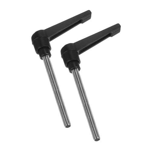 Image of uxcell 2pcs Clamping Lever Handles, M6 x 80mm 304 Stainless Steel Threaded Male Stud, Adjustable Handles Locking Quick Release Ratchet Push Button Bolt Knobs, Black