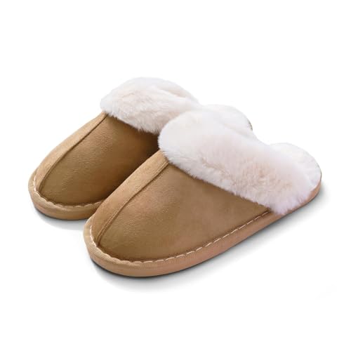 Slippers Women Gifts Ladies Fluffy:Women's Slippers Cozy Memory Foam House Mens Slippers,Fluffy Wool-Like Ladies Slippers,Plush Fleece Lined Shoes for Home Outdoor,Christmas Gifts for Women Men