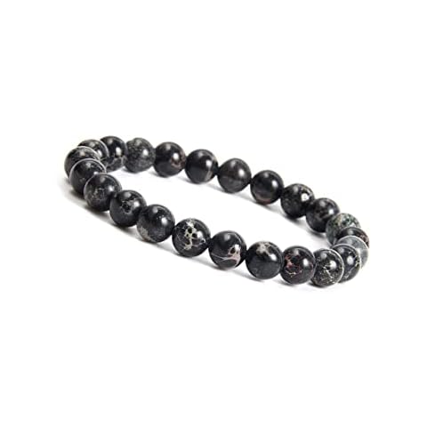 GOOD.designs ® Pulsera de perlas Chakra de 8 mm o 10 mm de jaspe de sedimentos marinos, pulsera de jade para hombres y mujeres Cover