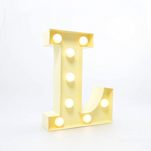 GiggleBeaver Marquee Letter Light l  Light Up LED Lettere dell' Alfabeto  Lampadina Lettere  Vintage Decorative Bar Sign  Metallo 22,9 cm Vaniglia
