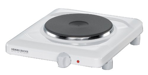 ROMMELSBACHER Einzelkochplatte THL 1597 - Made in Germany, Gussheizplatte 180 mm Ø, feueremailliertes Gehäuse, stufenlos regelbar, Überhitzungsschutz, 1500 Watt, weiß