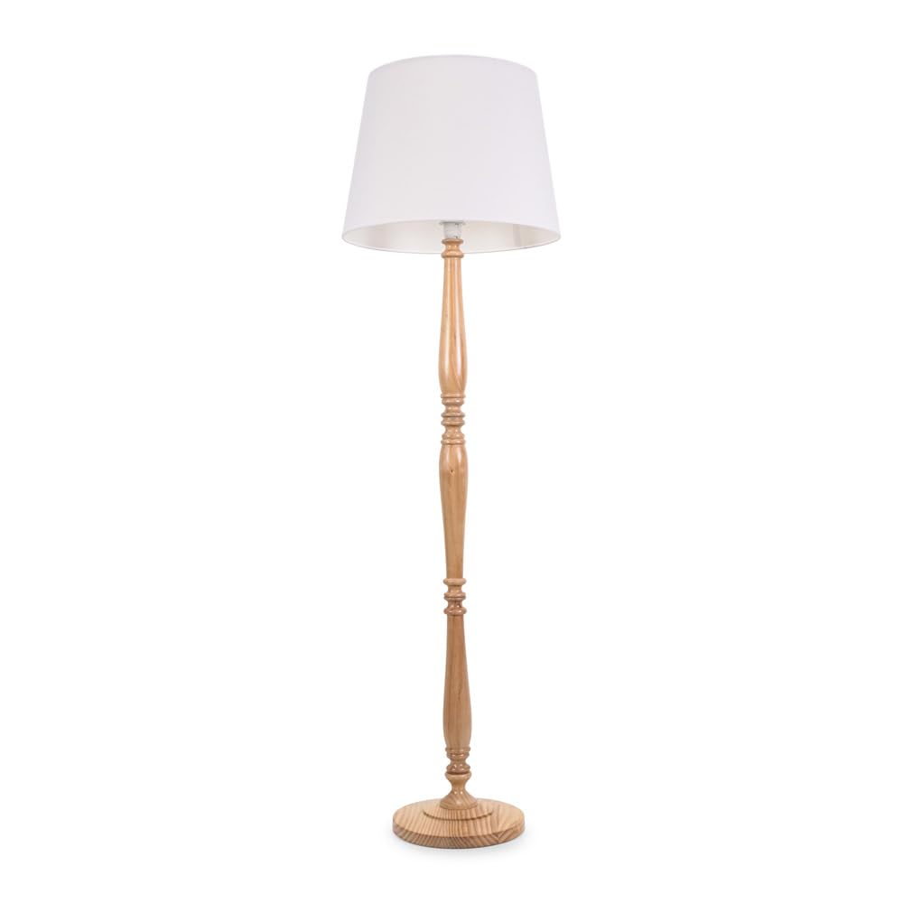 ValueLights | Traditional Light Wood Candlestick Floor Lamp with White Tapered Shade for Living Room | Floor Lamps, Home Décor & Improvement Essential