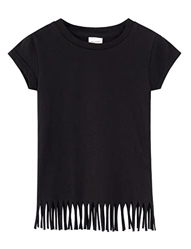 Image of Noomelfish Girls Short Sleeve Fringe T-Shirts Soft Jersey Cotton Tee Tops (3-12 Years)
