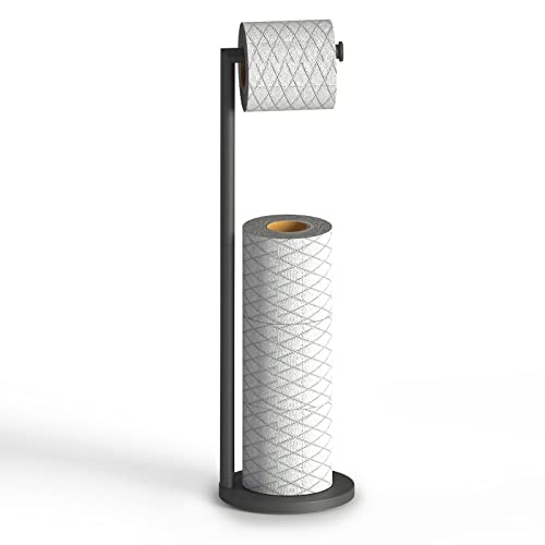 Top-spring Toilet Roll Holder Free Standing Toilet Paper Holder Stand with Reserve