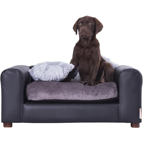 Image of Moots Premium Leatherette Pets Sofa, Black /Charcoal, Small