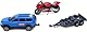 Toyland® 4x4-Auto- und Motorrad-Set aus – Freilauf – Maßstab 1:32 – Spielfahrzeuge (Blau)