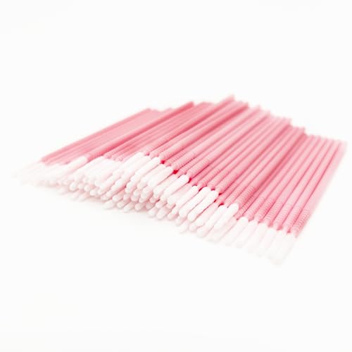i-Laesh 200 pcs Microswabs for Eyelash Extensions - Long-tip Microbrush Applicators for Precision Eyelash Extensions - Ideal for Eye Dental and Personal Care - D-PINK (Pro Grip - Replacement)