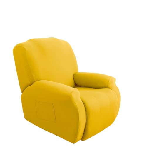 Hearda Copripoltrona Relax Reclinabile Universale, Tinta Unita Fodere Poltrona Relax Elasticizzato Copripoltrona 1 Posto con Tasca Copripoltrona Reclinabile Fodere per Poltrone (Giallo)