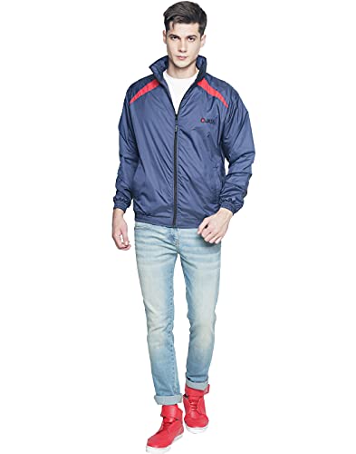 Image of OJASS Men OJASS Jacket for Men,Lightweight & Wind-Resistant with Reflective Bike Jacket for Man High Neck Relaxed Fit-Stylish Windbreaker for Outdoor & Biking Black With Grey