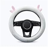 Winter Auto Lenkradschutz Autozubehör, Winterwärme, Lenkradbezug, süßes Geweih, Lenkradschutz, Plüsch, rutschfest(Black)