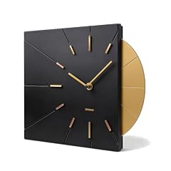 Driini Clocks Mid Century Modern Wall Clock Square Black Clock with Decorative Gold Accent Unique photo Driini Clocks Mid Century Modern Wall Clock Square Black Clock with Decorative Gold Accent Unique