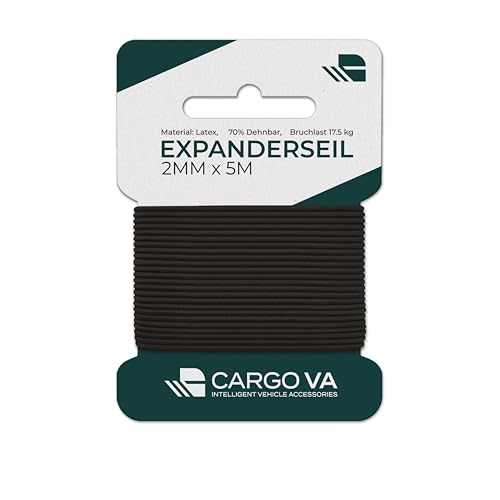 Cargo VA Gummiseil 2mm 5m - Flexible reißfeste Gummischnur mit 70% Dehnung - Elastische Kordel für Kleidung Reparaturen & Flexible Abspannungen