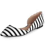 Journee Collection Womens Cortni Ballet Flats with Asymmetrical Detail and Pointed-Toe, Black Stripe, 8