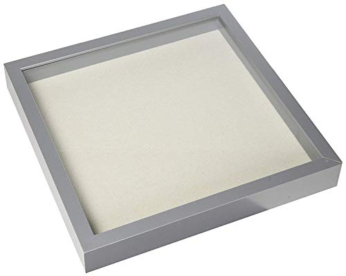 EDGEWOOD Square Shadow Box Picture Frame Linen Background Real Glass Front for Memorabilia, Scrapbooking, Keepsake, 12x12, Gray - Thumbnail 6