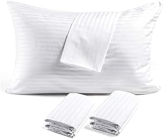 MH Home Pillow Protectors Pack of 4 - Microfiber & Breathable White Pillow Cases - UK Standard Size Pillow Covers 50 x 75cm
