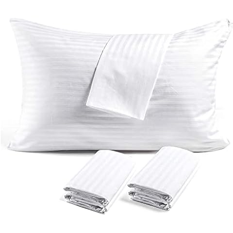 MH Home Pillow Protectors Pack of 4 - Microfiber & Breathable White Pillow Cases - UK Standard Size Pillow Covers 50 x 75cm Cover