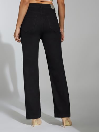 Image of Miss Chase Women's Wide-Leg High-Rise Regular-Length Stretchable Shaping Denim Jeans