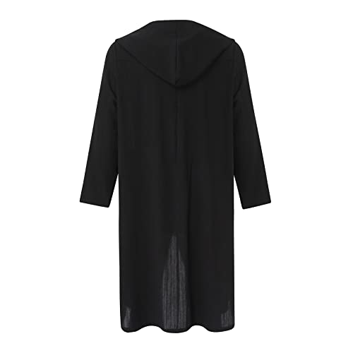 Casaco trench coat masculino de algodão e linho com capuz japonês retrô solto de linho antigo jaquet