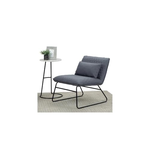 Sillón moderno tapizado lino gris con cojín lumbar miniatura 1