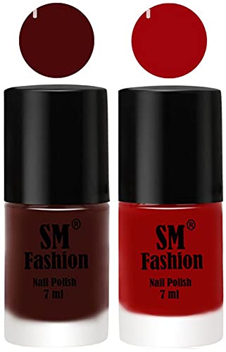 Image of Long Lasting Nail Polish | Nail Paint Combo 7 ml Each) - Set of 2 Wine-Light Red