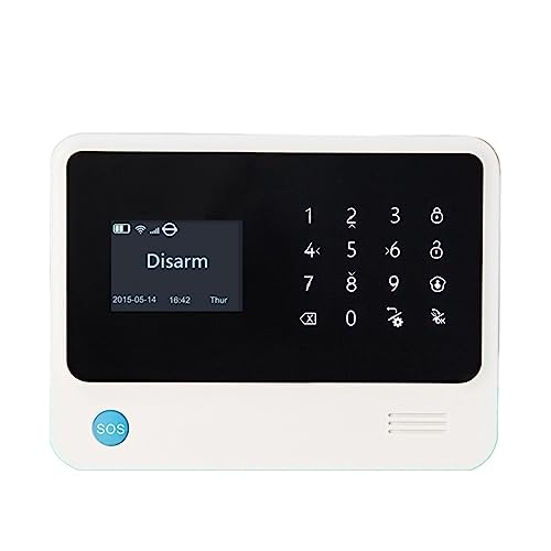 Sistemas Alarma Hogar Pantalla de menú LCD 99 Zona inalámbrica WiFi Alarma Sistema Alarma Seguridad for el hogar Inteligente con Control Aplicaciones(White Color)