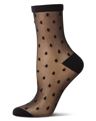 MeMoi Women's Sheer-All-Over Polka Dot Ankle Sock