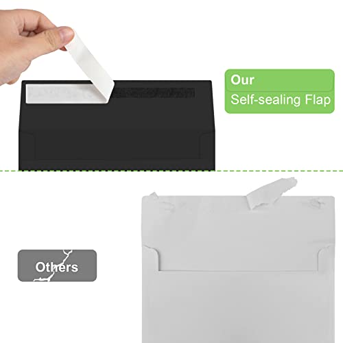 Image of 50 Packs 5x7 Envelopes, A7 5x7 Envelopes for Invitations, Printable Invitation Envelopes Self Seal for Weddings, Invitations, Photos, Greeting Cards, Mailing (Black)
