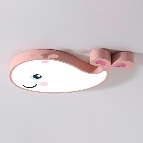 Plafonnier LED baleine rose dimmable extra plat pour chambre d'enfant