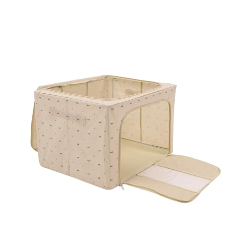 Image of Epicasa 66L Extra Large Foldable Cloth Storage Organizer Box | Non-Woven Fabric with MDF Board & Strong Metal Frame | Printed Storage Bag for Clothes, Sarees, Toys, Blankets, Bedsheets (Set Of 2)