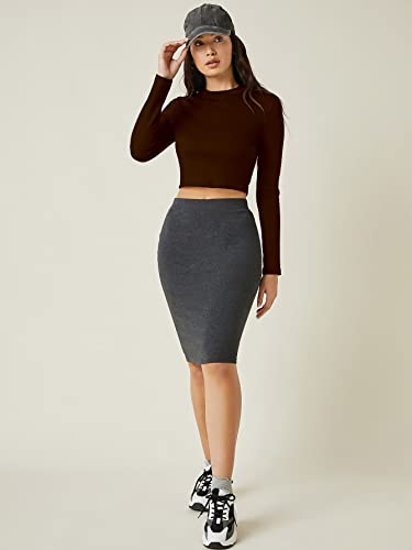 Image of Aahwan Women's 100% Cotton Slim Fit Striped Full Sleeve Crop Top