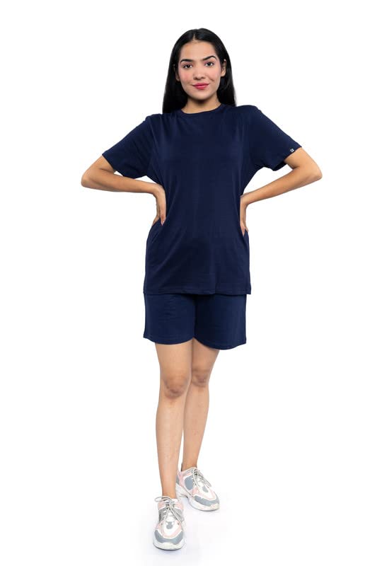 Image of EK RAG' Unisex Tie and dye & Solid Colours Half Sleeves Co - ords Set : Half Sleeve T-Shirt + Shorts Tie dye & Solid Colours For Men & Women