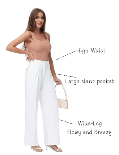 Women Wide Leg High Waisted Flowy Dress Pants Workout Casual Trousers3