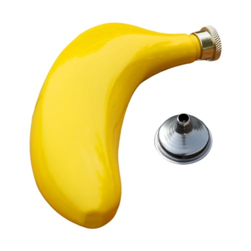 fayarrd Petites Bouteilles De Vin - 150ml Flacon à Vin en Forme de Banane,Bouteille de Poche Décorative en Acier Inoxydable, Contenant de Boisson Étanche et Portable pour Whisky, Vodka, Brandy, Rhum