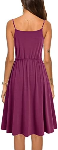 HELYO Women's Summer Sun Dress - Cotton Spaghetti Strap A-Line Dress With Pockets (Purple, Size L)