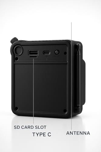 Image of Fire Turtle Pocket Blast FM Radio with Bluetooth Speaker with Powerful Sound,FM Recording, Antenna, 6w-12 Hours (USB Charging) and Number Pad (AUX, SD Card, USB Input) (Mini Retro Black)