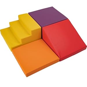 SUN & SUMMER 4 Pieces Soft Foam Climber Toys Indoor Toddlers 1-3, Climbing Toys Beginner Baby Foam Climbing Blocks, Crawl Nugget Couch Activity Play Set Hook and Loop Fasteners