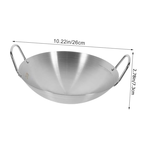 Wok acero inoxidable fondo redondo doble asa miniatura 2